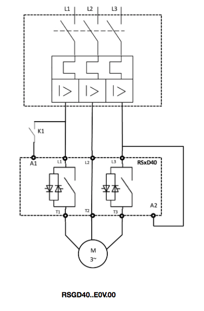 Schemat softstartów Carlo Gavazzi RSGD