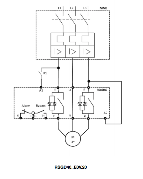 Schemat softstartów Carlo Gavazzi RSGD