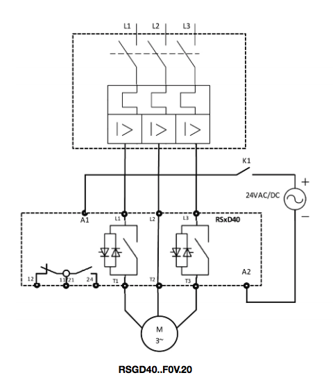 Schemat softstartów Carlo Gavazzi RSGD