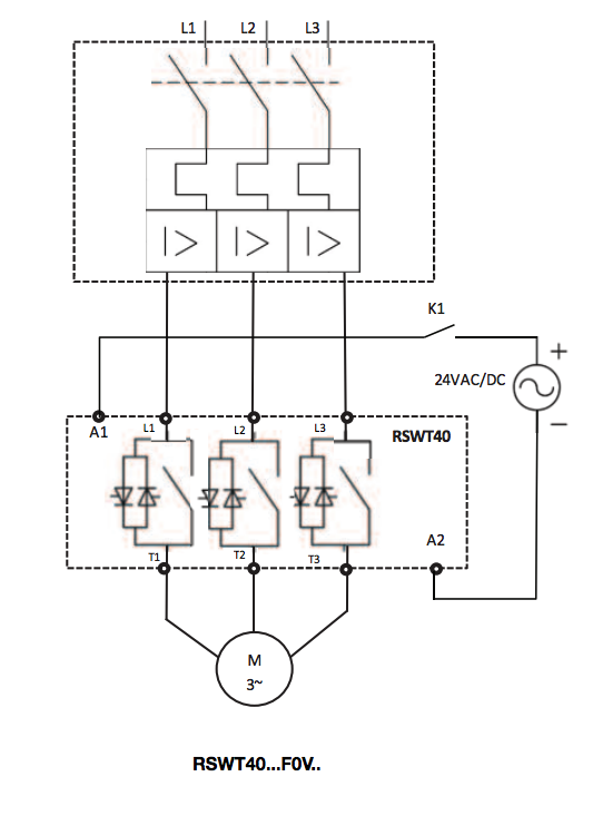 Schemat softstartów Carlo Gavazzi RSWT