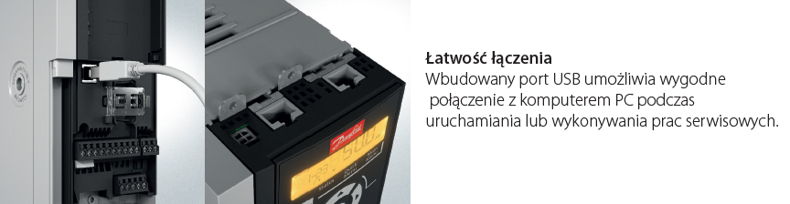 Łatwość łączenia USB Danfoss Midi Drive Fc280