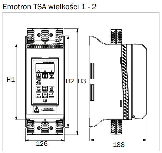 Softstart Emotron TSA - wymiary