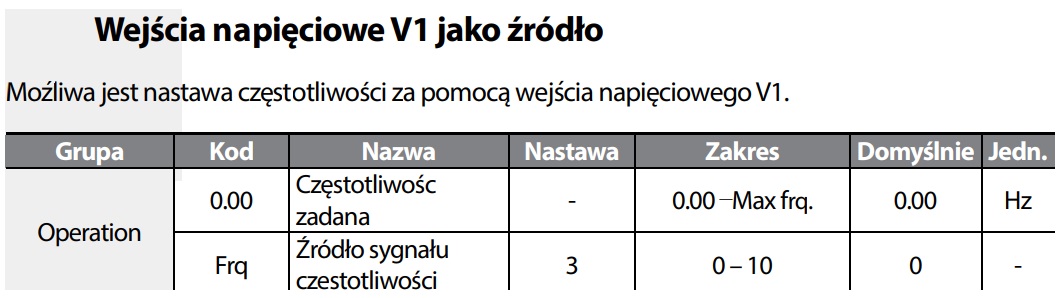 Sterowanie trójprzewodowe falownika - ustawianie parametrów