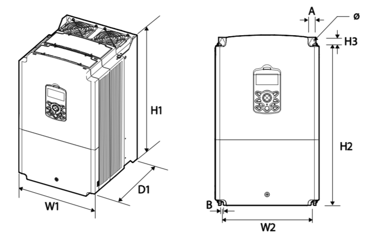 Wymiary falownika LG LS S100