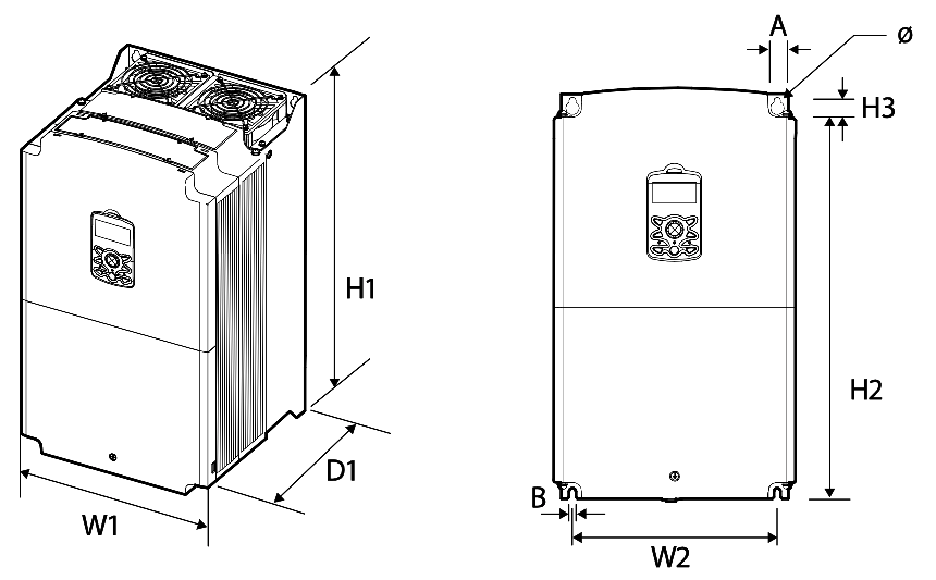 Wymiary falownika LG LS S100