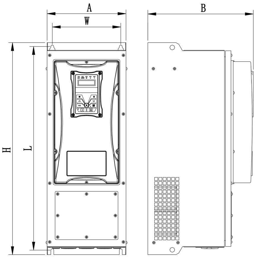 Wymiary falowników EURA E-1000 IP66